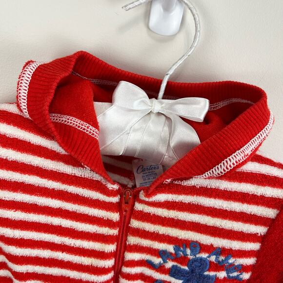 Vintage Carter's Red Striped Terry Romper 24 Months USA - Picture 3 of 10